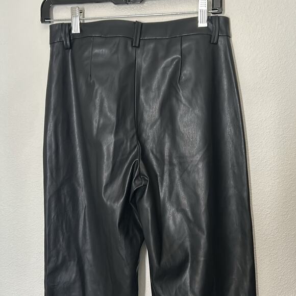 Vero Moda Mid Rise Vegan Black Leather Trousers Pants  Size Small - Picture 7 of 12